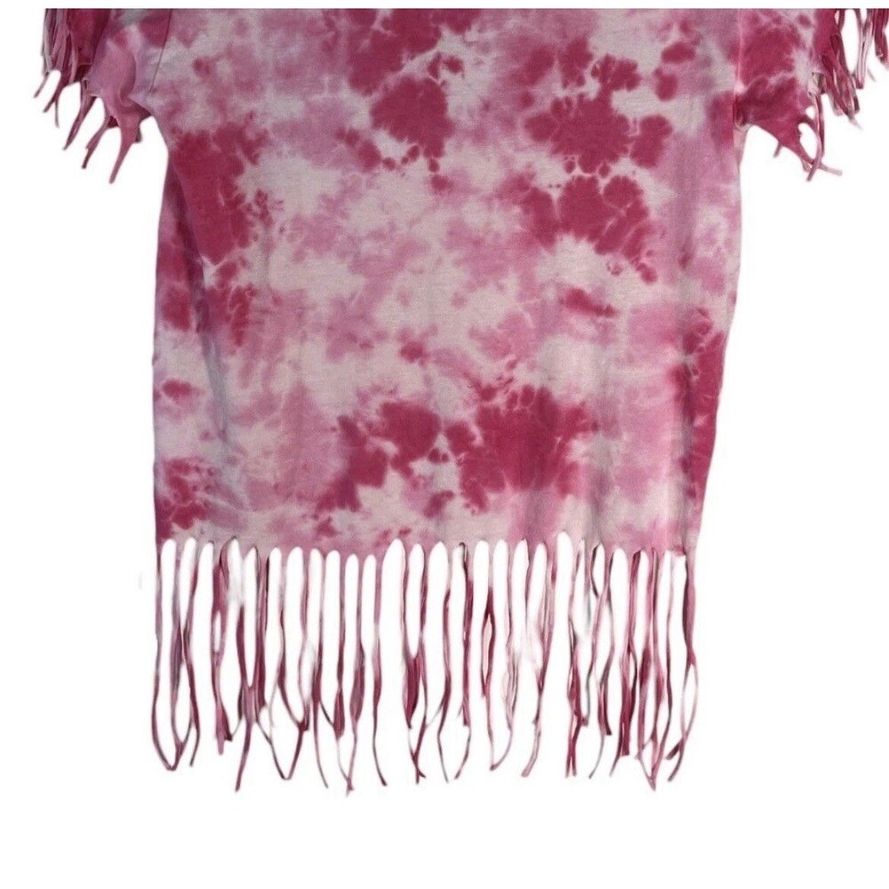 On Fire Women’s 2X Pink Tie Dye Brooklyn NY Fringe T-Shirt Boho Festival Cotton - Picture 7 of 7